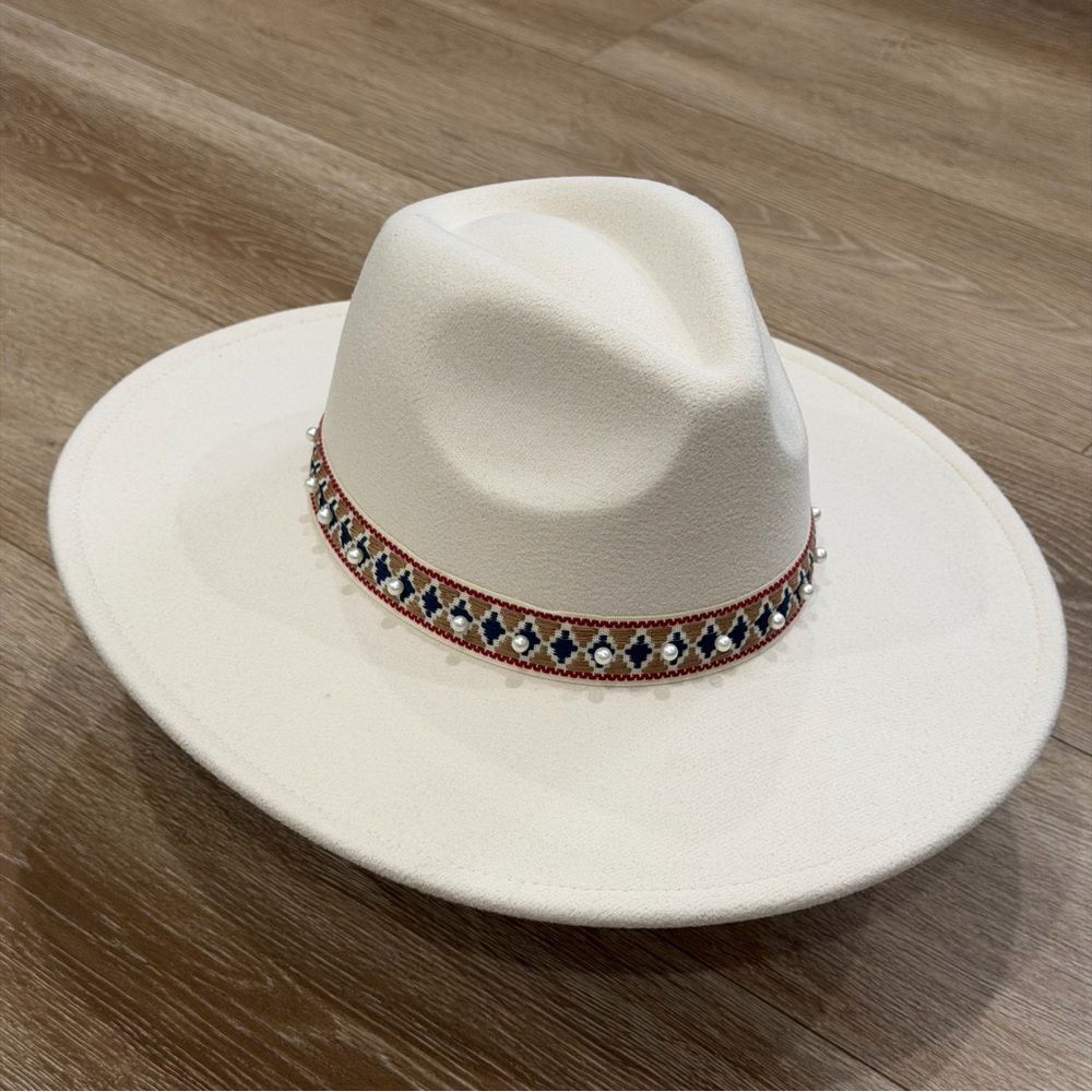 NWT Pearl Band Fedora Hat Boho One Size Boutique